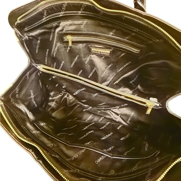 Elegant CHARLES JOURDAN Black and Tan leather Women's Handbag in good condition - Picture 14 of 16